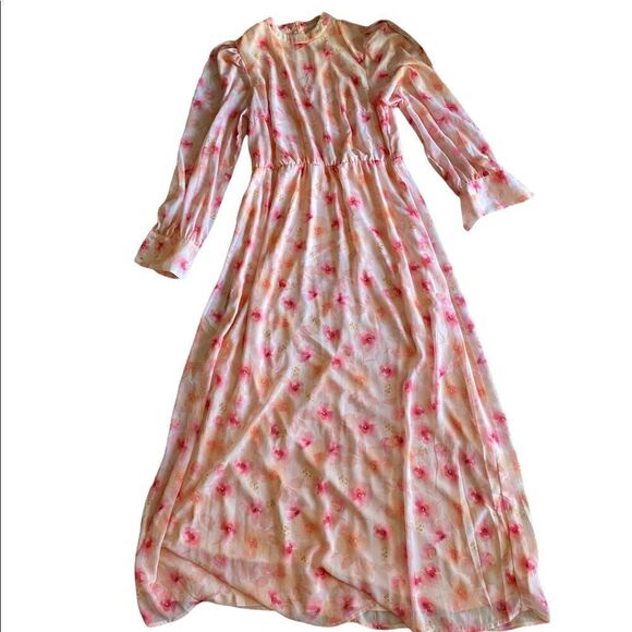 ⭐️⭐️HOST PICK⭐️⭐️ VILA maxi dress with balloon sleeves in pink coral - Picture 5 of 9